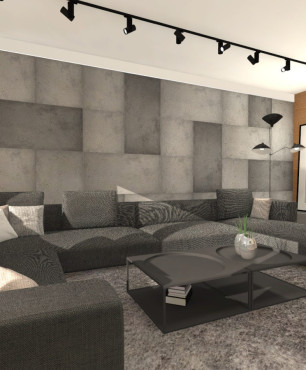 Projekt nowoczesnego salonu z modułową sofą