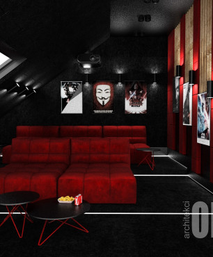 Salon przekształcony na kino domowe