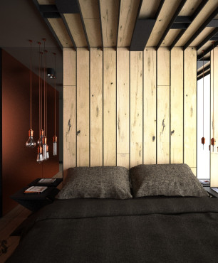 Wyjątkowa sypialnia z motywem miedzi na ścianie
