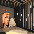 Sypialnia z bardzo pomysłową i funkcjonalną zabudową na ścianie