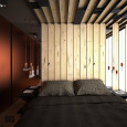 Projekt sypialni z metalicznym połyskiem na ścianie