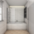 Klasyczna łazienka z wanną w zabudowie z funkcją prysznica, dzięki szklanemu parawanowi