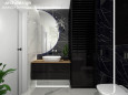 Nowoczesna łazienka z gresowymi płytkami w kolorze biało-czarnym