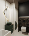 Nowoczesna łazienka z umywalką w kolorze ciemnozielonym