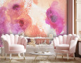 Salon w pastelowych kolorach z tapetą POPPIES