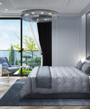 Sypialnia w stylu glamour z balkonem