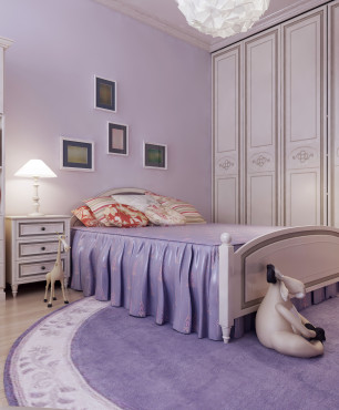 Klasyczna sypialnia w kolorach lawendy