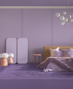 Projekt sypialni w fiolecie
