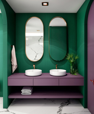 Zielono-fioletowa łazienka