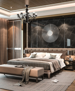 Projekt sypialni w zabudowie w stylu toskańskim