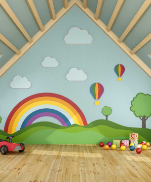Kolorowy pokój dla dziecka na poddaszu