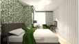 Zielono-szare ściany w sypialni