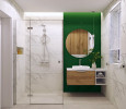 Aranżacja łazianki z zieloną ścianą