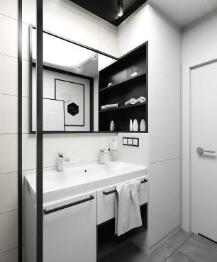 Czarno-biała łazienka w minimalistycznym stylu