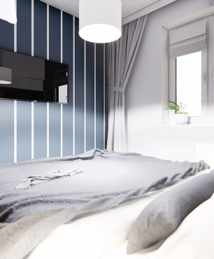 Sypialnia w stylu skandynawskim z telewizorem