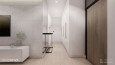 Projekt korytarza z białą szafą
