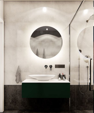 Elegancka łazienka z kaflami imitującymi beton