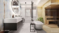 Nowoczesna łazienka z grafiką i sauną