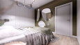 Sypialnia z oliwkową ścianą