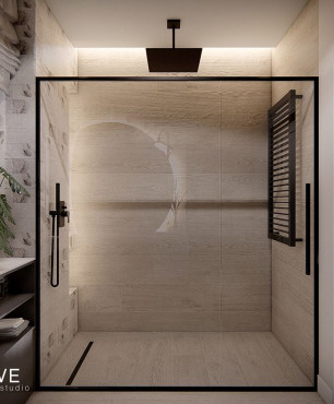Łazienka z dużym prysznicem typu walk-in