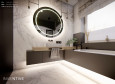 Łazienka z okrągłym, podświetlanym lustrem