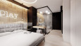 Projekt sypialni z drewnianą ścianą
