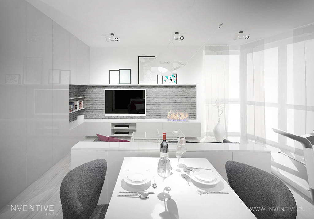 Biała-szare minimalistyczne mieszkanie