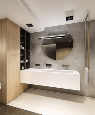 Szaro-beżowa łazienka w stylu loft
