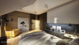 Sypialnia na poddaszu w nowoczesnym stylu loft