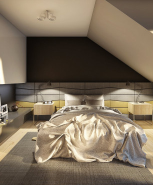 Sypialnia ze skosami w stylu loft
