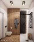 Projekt łazienki z imitacją drewnianych płytek