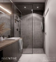 Projekt łazianki z kaflami z imitacją betonu