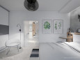 Sypialnia w stylu loft w kolorze białym