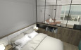Sypialnia z przeszkloną ścianą