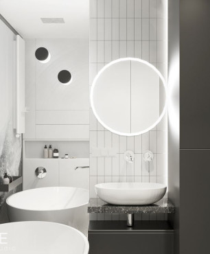 Aranżacja łazienki ze zlewem owalnym w kolorze białym