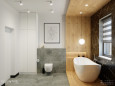 Stylowa łazienka z drewnianą wnęką na wannę