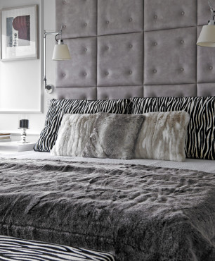 Sypialnia glamour z tapicerowanym zagłówkiem