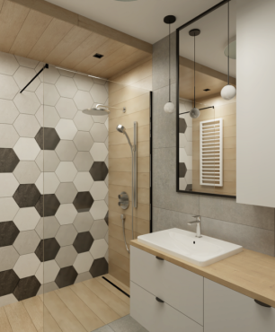 Aranżacja łazienki ze wzorem heksagonalnym