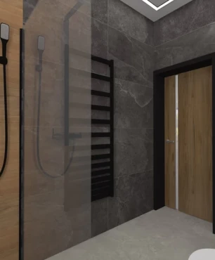 Aranżacja łazienki w stylu loft z prysznicem typu walk - in