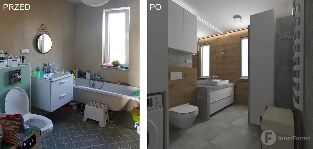 Metamorfoza łazienki przed i po remoncie