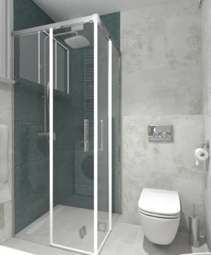 Łazienka z prostokątną kabiną prysznicową