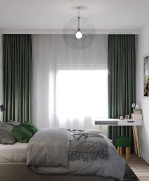 Sypialnia z zielonymi dodatkami