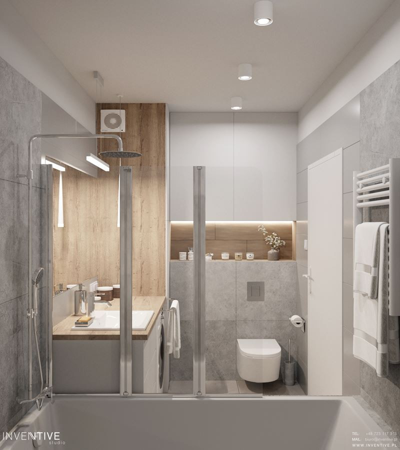 Aranżacja łazienki z wanną z funkcją prysznicu