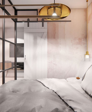 Projekt designerskiej sypialni z łóżkiem kontynentalnym