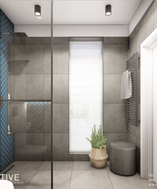 Projekt nowoczesnej łazienki z prysznicem typu walk - in