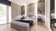 Sypialnia z łóżkiem kontynentalnym i lampami wiszącymi