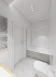 Łazienka z białymi poziomymi płytkami