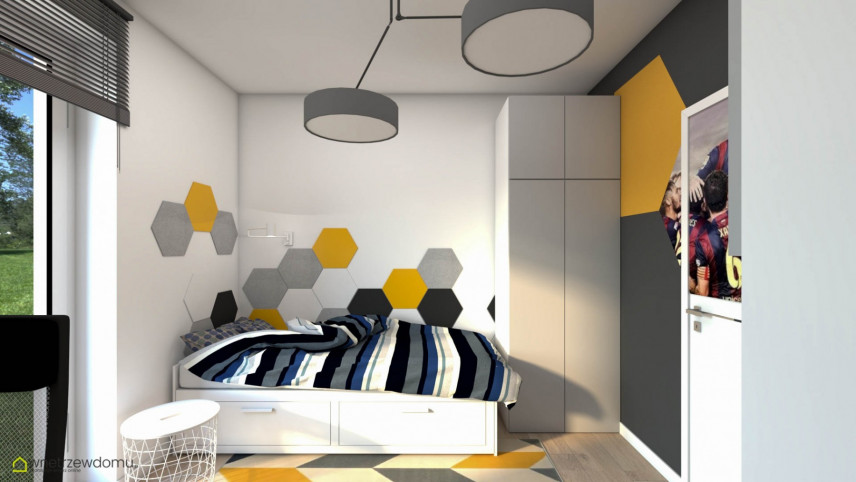 Pokój nastolatka ze wzorem heksagonalnym