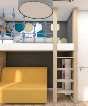 Wizualizacja pokoju dziecięcego z łóżkiem piętrowym